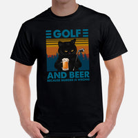 Beershirt - Black Cat Shirt - Vintage Golf Tee - Golf Gifts for Golfers, Golf Lovers - Funny Golf Shirts - Beer Because Murder Is Wrong Tee - Black, Men
