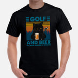 Beershirt - Black Cat Shirt - Vintage Golf Tee - Golf Gifts for Golfers, Golf Lovers - Funny Golf Shirts - Beer Because Murder Is Wrong Tee - Black, Men