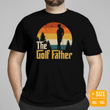 Golf Tee Shirt & Outfit - Bday, Christmas & Father's Day Gift Ideas for Guys & Men, Golfers & Golf Lover - Vintage The Golf Father Tee - Black, Plus Size
