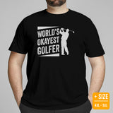 Golf Tee Shirt & Outfit - Unique Bday & Christmas Gift Ideas for Guys & Men, Golfers & Golf Lover - Funny World's Okayest Golfer Shirt - Black, Plus Size