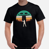 Golf Tee Shirt & Outfit - Unique Bday & Christmas Gift Ideas for Guys, Men & Women, Golfers & Golf Lover - Vintage Alien Spaceship Tee - Black, Men