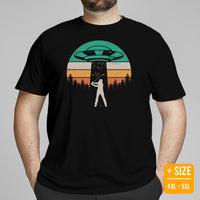 Golf Tee Shirt & Outfit - Unique Bday & Christmas Gift Ideas for Guys, Men & Women, Golfers & Golf Lover - Vintage Alien Spaceship Tee - Black, Plus Size