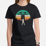 Golf Tee Shirt & Outfit - Unique Bday & Christmas Gift Ideas for Guys, Men & Women, Golfers & Golf Lover - Vintage Alien Spaceship Tee - Black, Women