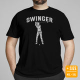 Golf Tee Shirt & Outfit - Unique Bday & Christmas Gift Ideas for Guys, Men & Women, Golfers & Golf Lover - Vintage Swinger Golf T-Shirt - Black, Plus Size