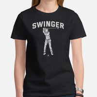 Vintage Golf Tee - Cool Golf Gifts for Dad, Male Golfers & Golf Lovers - Funny Golf Shirts & Outfit - Golfer T-Shirt - Retro Swinger Shirt - Black, Women
