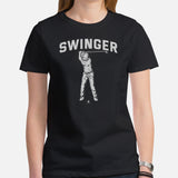 Golf Tee Shirt & Outfit - Unique Bday & Christmas Gift Ideas for Guys, Men & Women, Golfers & Golf Lover - Vintage Swinger Golf T-Shirt - Black, Women