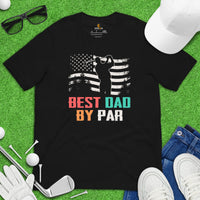 USA Flag T-Shirt - Vintage Golf Tee - Cool Golf Gifts for Dad, Golfers & Golf Lovers - Funny Golf Shirts & Outfit - Best Dad By Par Shirt - Black
