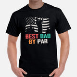 USA Flag T-Shirt - Vintage Golf Tee - Cool Golf Gifts for Dad, Golfers & Golf Lovers - Funny Golf Shirts & Outfit - Best Dad By Par Shirt - Black, Men