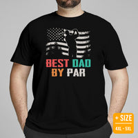 USA Flag T-Shirt - Vintage Golf Tee - Cool Golf Gifts for Dad, Golfers & Golf Lovers - Funny Golf Shirts & Outfit - Best Dad By Par Shirt - Black, Plus Size