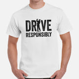 Golf Tee Shirt & Outfit - Unique Gift Ideas for Guys, Men & Women, Golfers & Golf Lover - Funny Drive Responsibly T-Shirt - White, Men