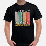 Golf Tee Shirt & Outfit - Unique Gift Ideas for Guys, Men & Women, Golfers & Golf Lover - Vintage Life Is Full Of Important Choices Tee - Black, Men
