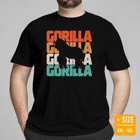 Gorilla 80s Retro Aesthetic T-Shirt - Ape, Gibbon, Orangutan, Chimp, Chimpanzee Shirt - Gift for Animal Lovers - Zoo & Safari Shirt - Black, Plus Size