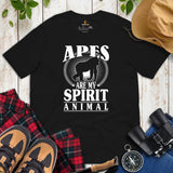 Ape T-Shirt - Gorilla Tee Shirt - Gifts for Outdoorsmen, Happy Campers, Nature & Animal Lovers - Funny Apes Are MySpirit Animal T-Shirt - Black