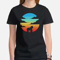 Gorilla Retro Sunset Aesthetic T-Shirt - Ape, Gibbon, Orangutan, Chimp, Chimpanzee Shirt - Gift for Animal Lovers - Zoo & Safari Shirt - Black, Women