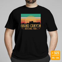 Grand Canyon Retro Sunset Aesthetic T-Shirt - National Park Hiking Shirt - Gift for Outdoorsy Camper & Hiker, Nature Lover, Wanderlust - Black, Plus Size