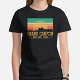 Grand Canyon Retro Sunset Aesthetic T-Shirt - National Park Hiking Shirt - Gift for Outdoorsy Camper & Hiker, Nature Lover, Wanderlust - Black, Women