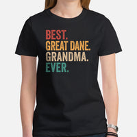 Great Dane Dog Themed Clothes & Attire - Canine Tee Shirts For Humans - Gifts for Dog Lovers - Best Great Dane Grandma Ever T-Shirt - Black, Women
