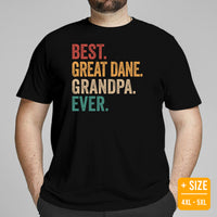 Great Dane Dog Themed Clothes & Attire - Canine Tee Shirts For Humans - Gifts for Dog Lovers - Best Great Dane Grandpa Ever T-Shirt - Black, Plus Size