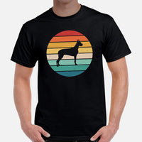 Great Dane Dog Themed Clothes & Attire - Canine Tee Shirts For Humans - Gifts for Dog Moms, Dads & Lovers - Retro Sunset Themed T-Shirt - Black, Men