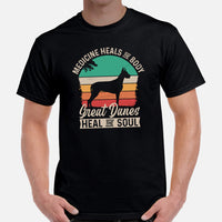 Great Dane Dog Themed Clothes & Attire - Funny Canine Tee Shirts For Humans - Gifts for Dog Lovers - Great Danes Heal The Soul T-Shirt - Black, Men
