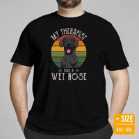 Great Dane Dog Themed Clothes, Attire - Funny Canine Tee Shirts For Humans - Gifts for Dog Lovers - My Therapist Has A Wet Nose T-Shirt - Black, Plus Size