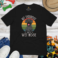 Great Dane Dog Themed Clothes, Attire - Funny Canine Tee Shirts For Humans - Gifts for Dog Lovers - My Therapist Has A Wet Nose T-Shirt - Black
