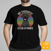 Great Dane Dog Themed Clothes, Attire - Funny Canine Tee Shirts For Humans - Gifts for Dog Lovers - My Therapist Has Fur & Paws T-Shirt - Black, Plus Size
