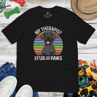 Great Dane Dog Themed Clothes, Attire - Funny Canine Tee Shirts For Humans - Gifts for Dog Lovers - My Therapist Has Fur & Paws T-Shirt - Black