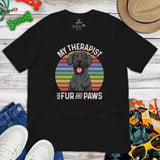 Great Dane Dog Themed Clothes, Attire - Funny Canine Tee Shirts For Humans - Gifts for Dog Lovers - My Therapist Has Fur & Paws T-Shirt - Black