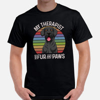 Great Dane Dog Themed Clothes, Attire - Funny Canine Tee Shirts For Humans - Gifts for Dog Lovers - My Therapist Has Fur & Paws T-Shirt - Black, Men