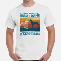 Great Dane Dog Themed Clothes - Canine Tee Shirts For Humans - Gifts for Dog Lovers - All I Care About Is My Great Dane & Beer T-Shirt - White, Men