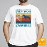 Great Dane Dog Themed Clothes - Canine Tee Shirts For Humans - Gifts for Dog Lovers - All I Care About Is My Great Dane & Beer T-Shirt - White, Plus Size