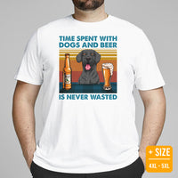 Great Dane Dog Themed Clothes - Canine Tee Shirts For Humans - Gifts for Dog Lovers - Time Spent With Dogs & Beer Is Never Wasted Shirt - White, Plus Size