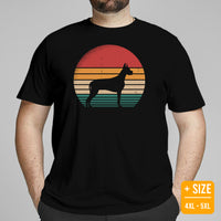 Great Dane Dog Themed Clothes - Canine Tee Shirts For Humans - Gifts for Dog Moms, Dads & Lovers - Vintage Sunset Inspired T-Shirt - Black, Plus Size