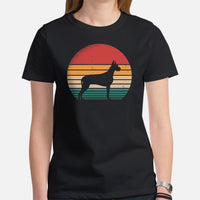 Great Dane Dog Themed Clothes - Canine Tee Shirts For Humans - Gifts for Dog Moms, Dads & Lovers - Vintage Sunset Inspired T-Shirt - Black, Women