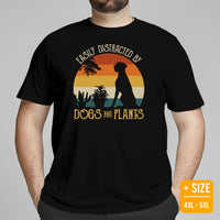 Great Dane Dog Themed Clothes - Funny Canine Tee Shirts For Humans - Gifts for Dog Lovers - Easily Distracted By Dogs & Plants T-Shirt - Black, Plus Size