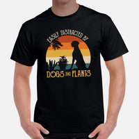 Great Dane Dog Themed Clothes - Funny Canine Tee Shirts For Humans - Gifts for Dog Lovers - Easily Distracted By Dogs & Plants T-Shirt - Black, Men