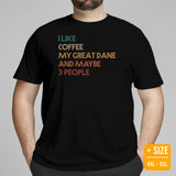 Great Dane Dog Themed Clothes - Funny Canine Tee Shirts For Humans - Gifts for Dog Lovers - I Like Coffee And My Great Dane T-Shirt - Black, Plus Size