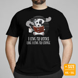 Great Dane Dog Themed Clothes - Funny Canine Tee Shirts For Humans - Gifts for Dog Lovers - I Love My Books Like I Love My Coffee Shirt - Black, Plus Size
