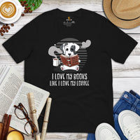Great Dane Dog Themed Clothes - Funny Canine Tee Shirts For Humans - Gifts for Dog Lovers - I Love My Books Like I Love My Coffee Shirt - Black