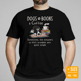 Great Dane Dog Themed Clothes - Funny Canine Tee Shirts For Humans - Gifts for Dog Moms, Dads & Lovers - Dogs, Books And Coffee T-Shirt - Black, Plus Size