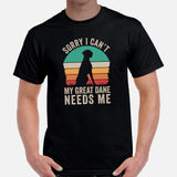 Great Dane Dog Themed Clothes - Funny Canine Tee Shirts For Humans - Gifts for Dog Moms, Dads & Lovers - My Great Dane Needs Me T-Shirt - Black, Men