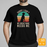 Great Dane Dog Themed Clothes - Funny Canine Tee Shirts For Humans - Gifts for Dog Moms, Dads & Lovers - My Great Dane Needs Me T-Shirt - Black, Plus Size