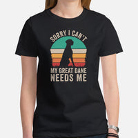 Great Dane Dog Themed Clothes - Funny Canine Tee Shirts For Humans - Gifts for Dog Moms, Dads & Lovers - My Great Dane Needs Me T-Shirt - Black, Women