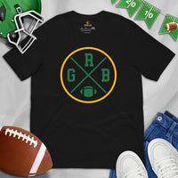 Green Bay Football Emblem Fanatic Vintage Graphic T-Shirt - Game Day Shirt - Retro Style, Ideal Gifts for Him & Her, Football Fans - Black