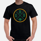 Green Bay Football Emblem Fanatic Vintage Graphic T-Shirt - Game Day Shirt - Retro Style, Ideal Gifts for Him & Her, Football Fans - Black, Men