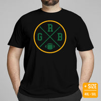 Green Bay Football Emblem Fanatic Vintage Graphic T-Shirt - Game Day Shirt - Retro Style, Ideal Gifts for Him & Her, Football Fans - Black, Plus Size