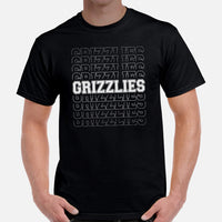 Grizzlies Mascot T-Shirt - Football Fanatic Vintage Graphic Shirt: Retro Style, Ideal Gifts for Football Supporters - Game Day Shirt - Black, Men