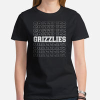 Grizzlies Mascot T-Shirt - Football Fanatic Vintage Graphic Shirt: Retro Style, Ideal Gifts for Football Supporters - Game Day Shirt - Black, Women