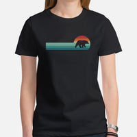 Grizzly Bear T-Shirt - Mama & Papa Bear Shirt - Gifts for Outdoorsmen, Campers, Nature & Animal Lovers - Cubs Shirt - Vintage Bear T-Shirt - Black, Women